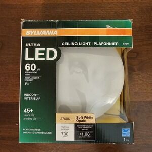 SYLVANIA Ultra LED Ceiling Light 60W Equivalent Efficient 9W 700 Lumens 45+ Yrs